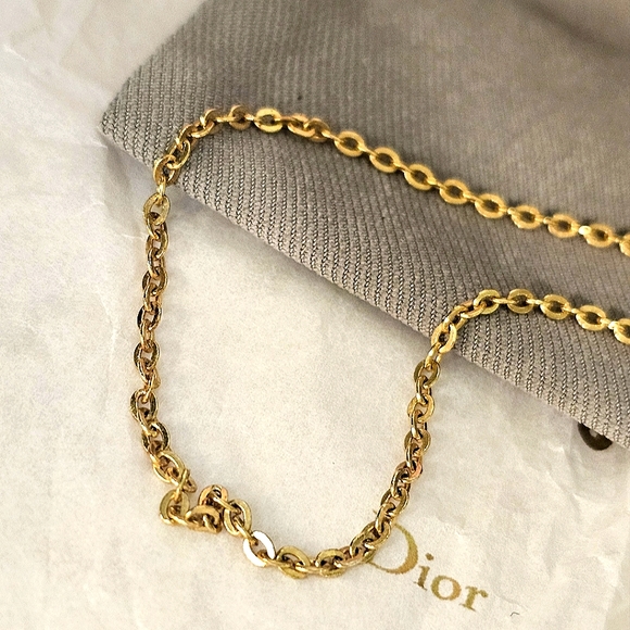 Christian Dior Vintage Gold and Rhinestone "CD" Pendant Necklace - Picture 12 of 14